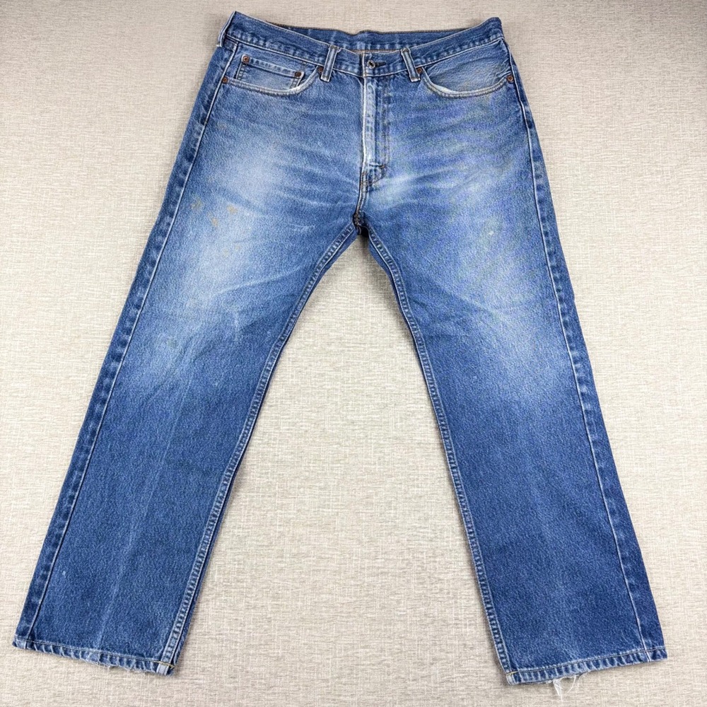 Levis 505 Mens 36x28 Slight Distress Jeans Thigh Fade ** Vintage Style ** Denim